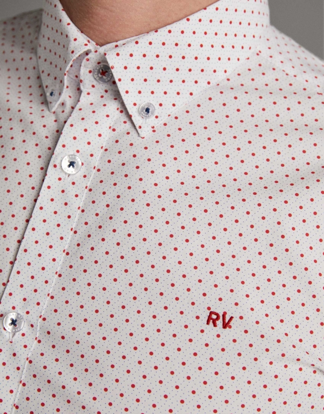 Red dotted print sport shirt