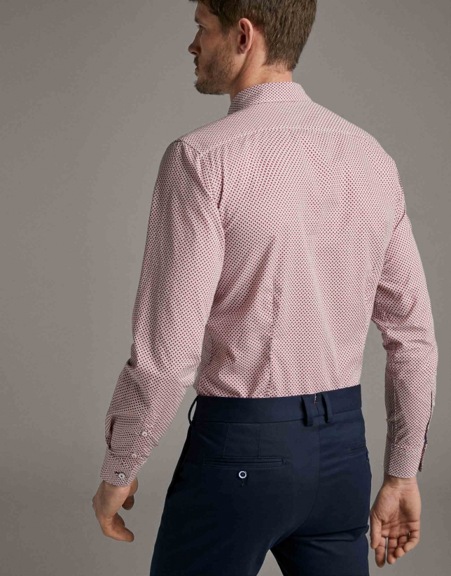 Red/blue dotted print sport shirt
