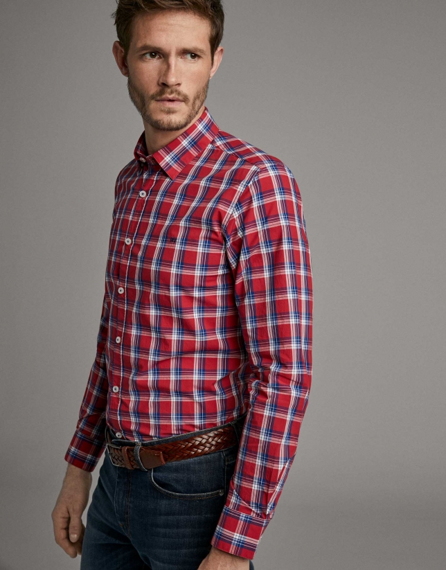 Red checked men's shirt