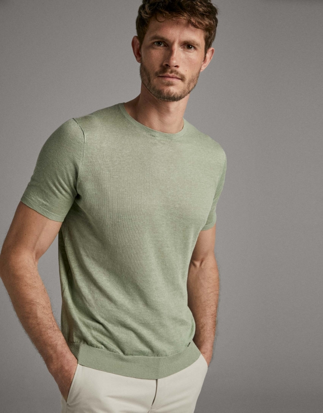 Khaki linen knit t-shirt