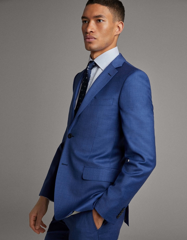 Blue wool, two-piece, slim fit suit