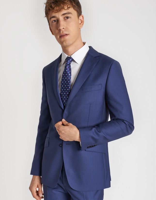 Navy blue wool and canvas structured suit