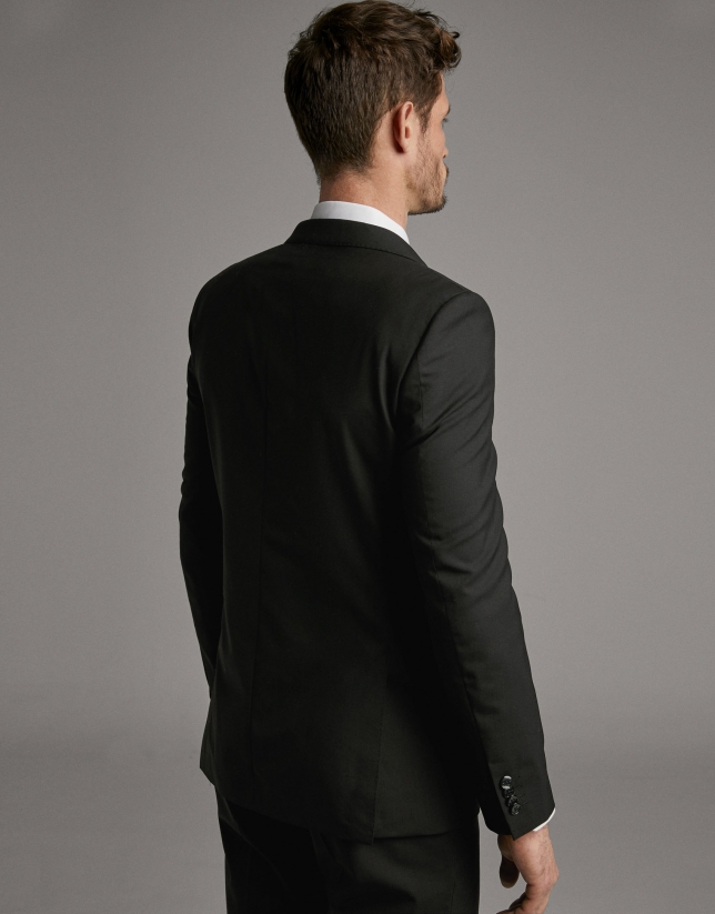 Black wool, two-piece, slim fit suit