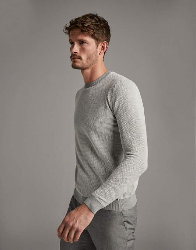Grey/white two-tone sweater