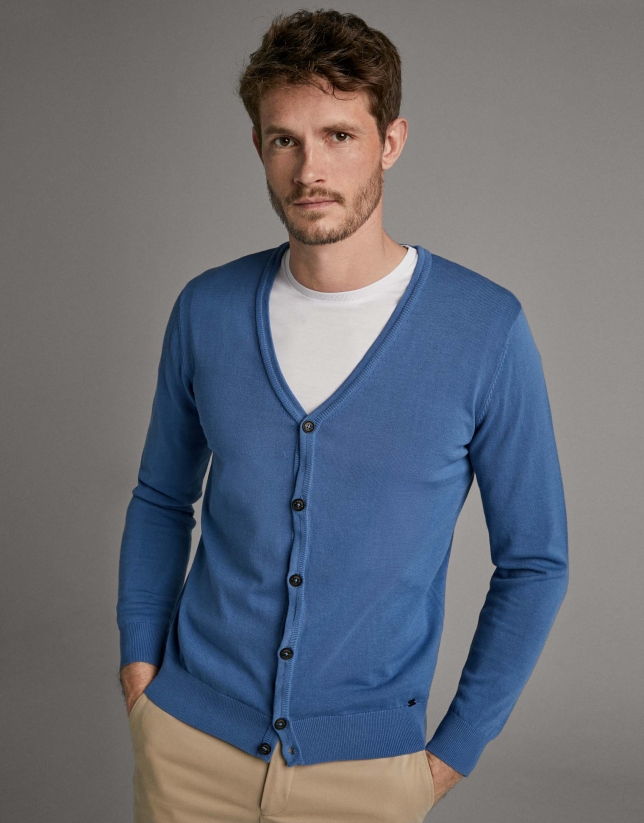 Blue flat knit jacket