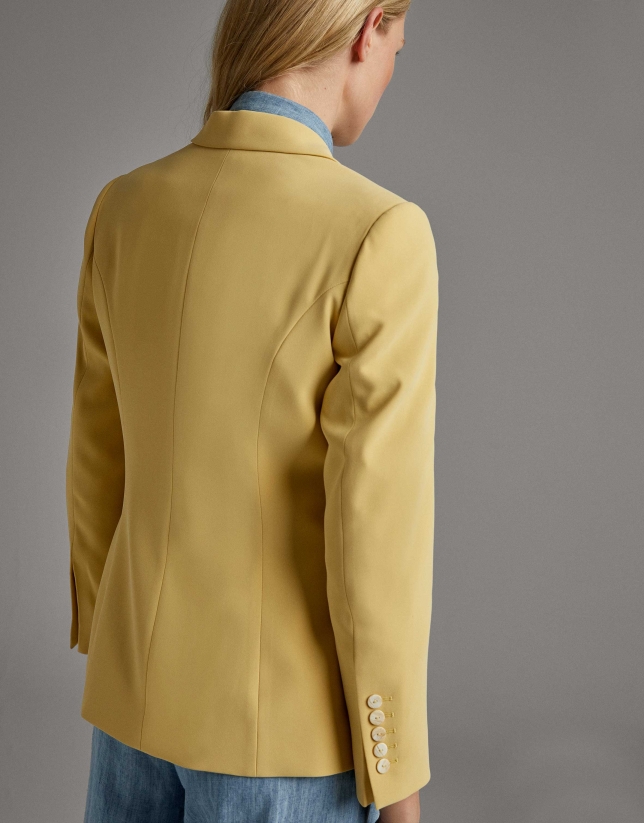 Yellow pink suit jacket with one button