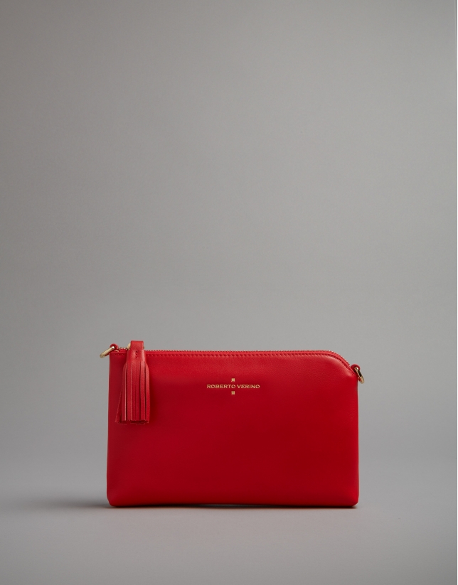 Red leather Lisa Nano clutch bag