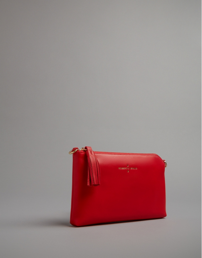 Red leather Lisa Nano clutch bag