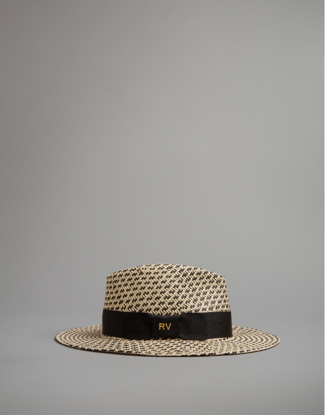 Sombrero bicolor crudo y negro
