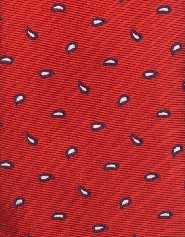 Corbata roja con cachemires marino y crudo