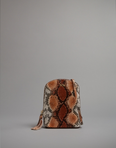 Toffee Fabiola mini- shoulder bag with snakeskin print 
