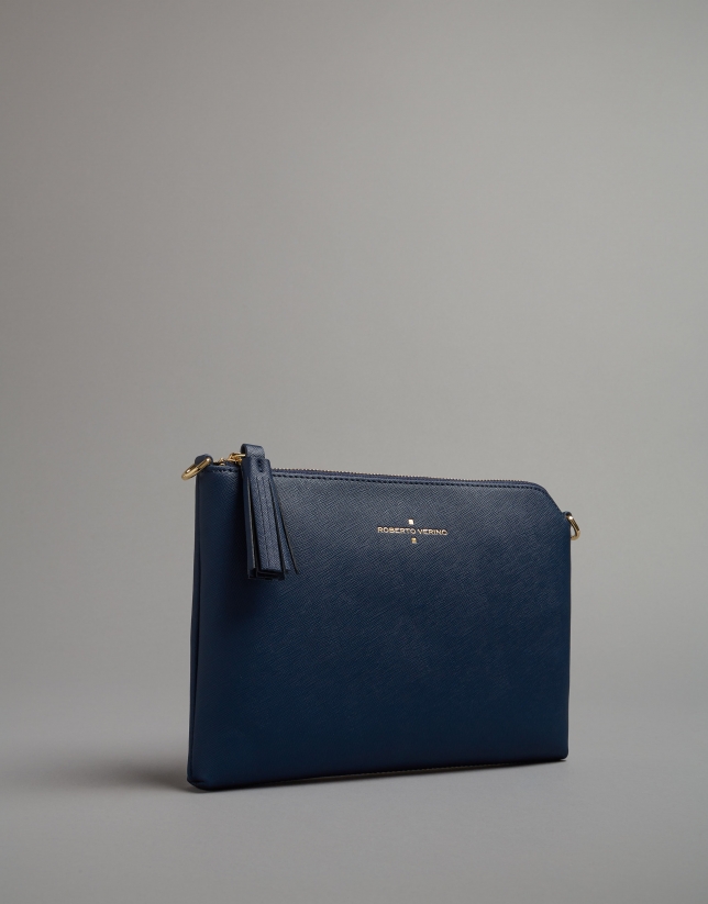 Midnight blue leather Lisa clutch bag
