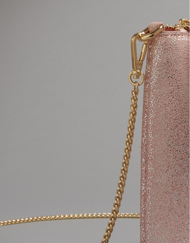 Pink metalized Lisa clutch bag