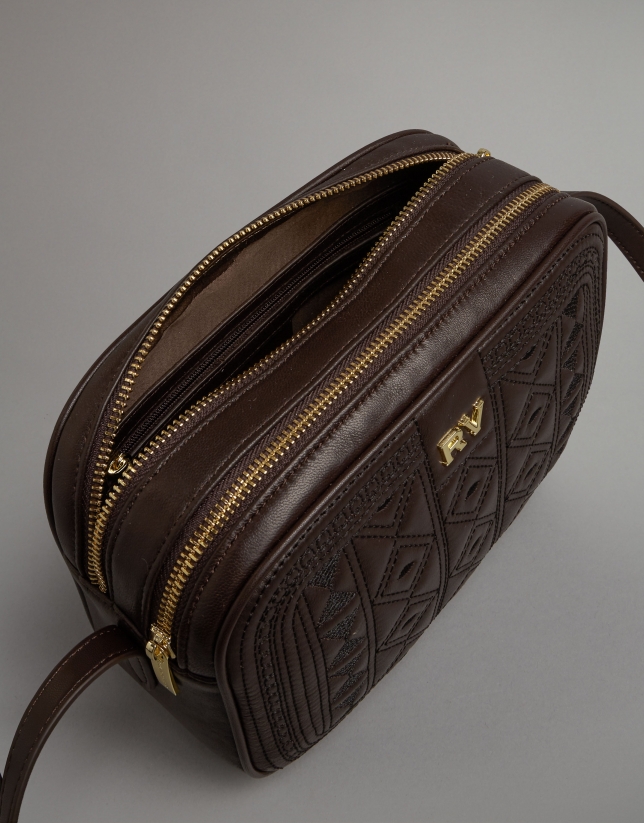Brown leather Tiébele Taylor shoulder bag
