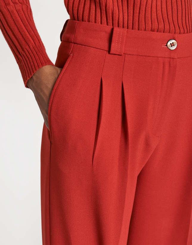 Red dressy wide pants