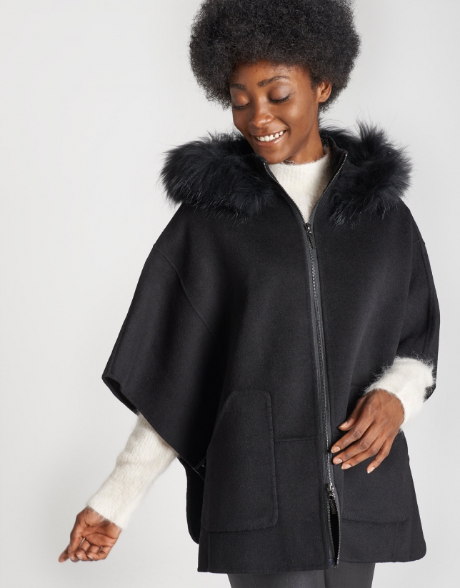 Abrigo capa lana negro