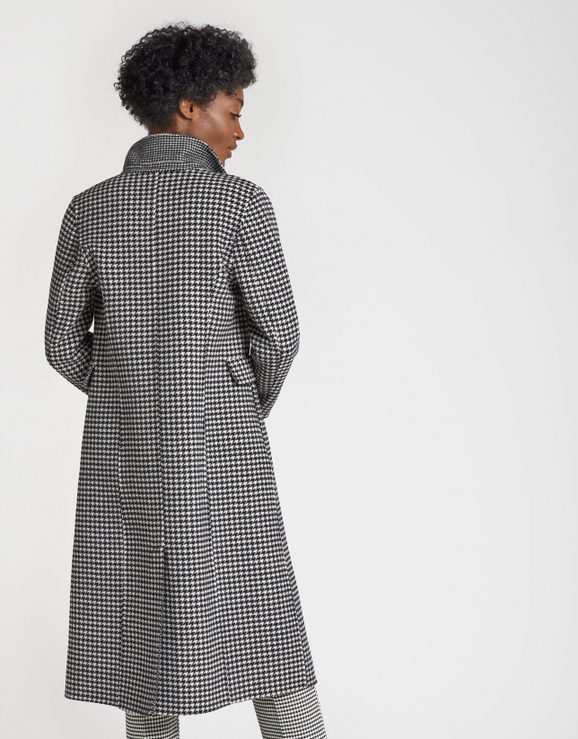Double-faced houndstooth long coat