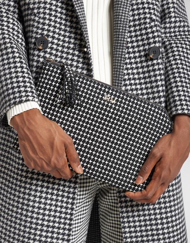 Double-faced houndstooth long coat