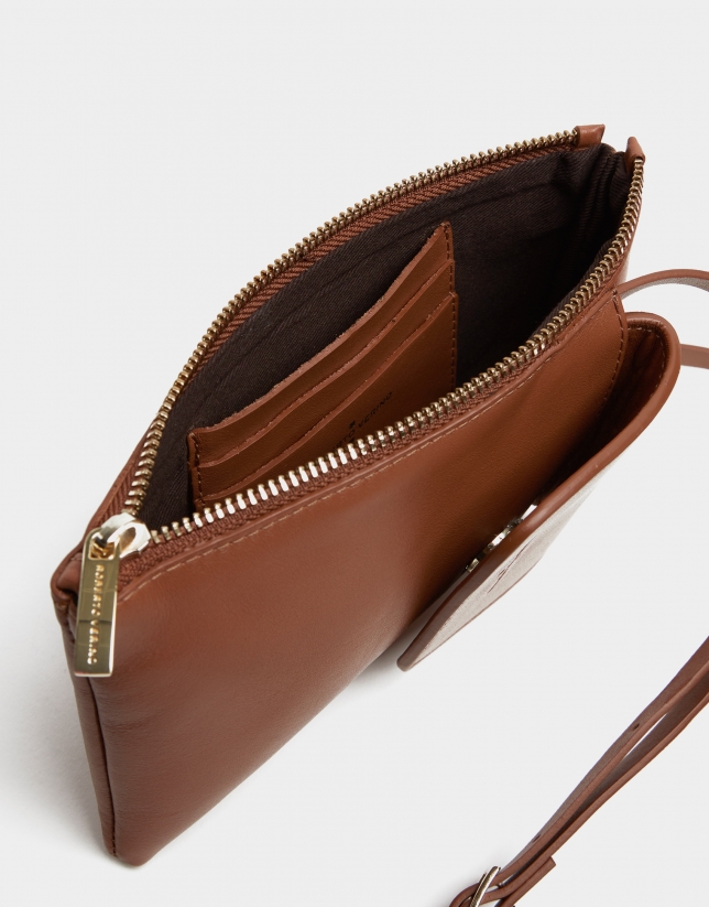 Brown leather cellphone bag