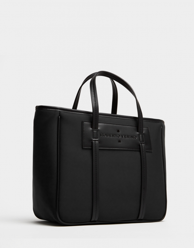 Black neoprene Midi Nora shopping bag