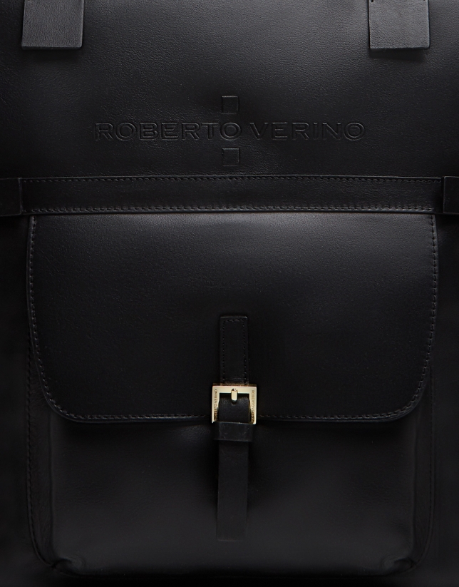 Black leather Charlotte shopping bag