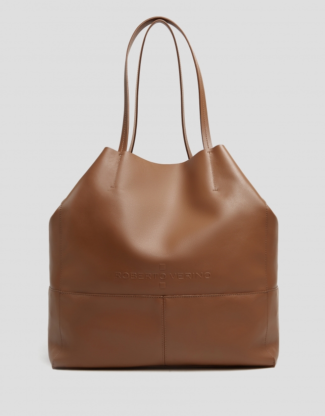 Tan leather Megan shopping bag