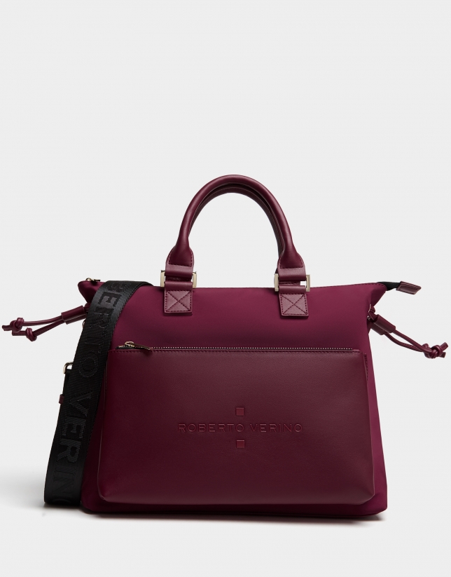 Burgundy nylon Simoneta Midi handbag