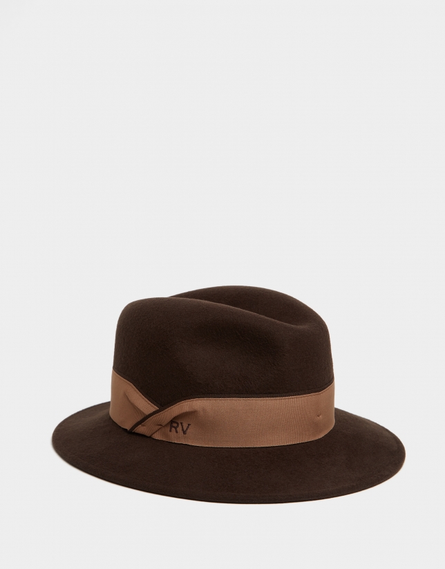 Brown felt fedora hat
