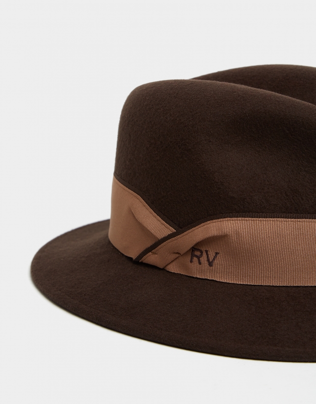 Brown felt fedora hat OI20 SS2021 Roberto Verino