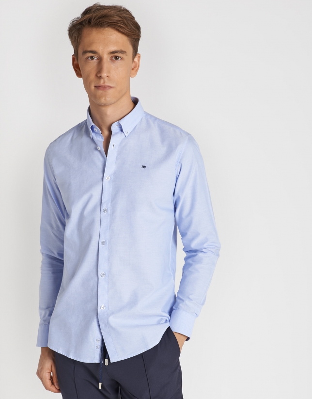 Light blue Oxford cotton sport shirt