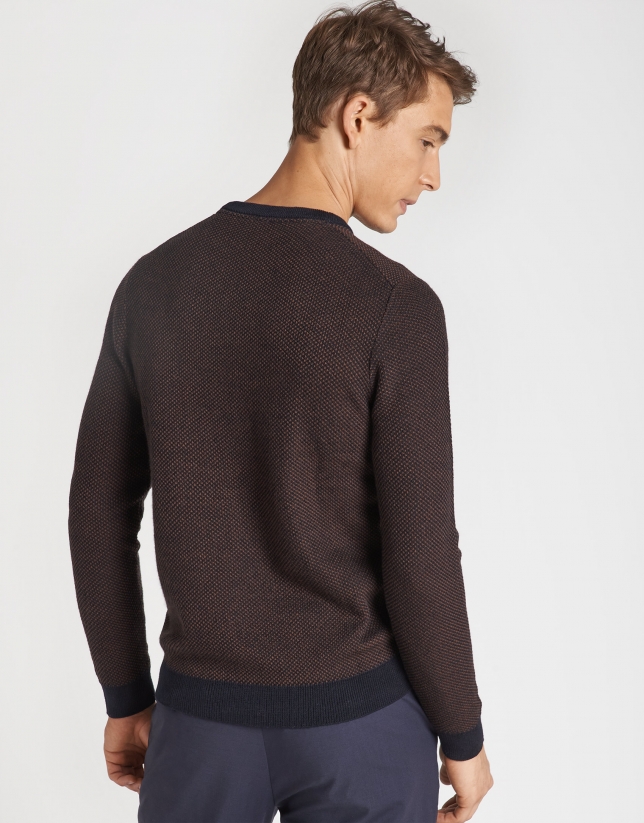 Navy blue and tan sweater