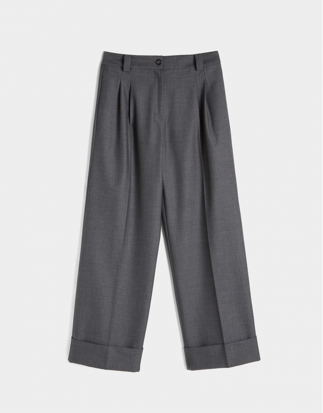 Grey dressy wide pants