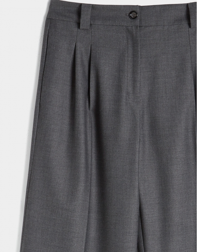Pantalón ancho de vestir gris