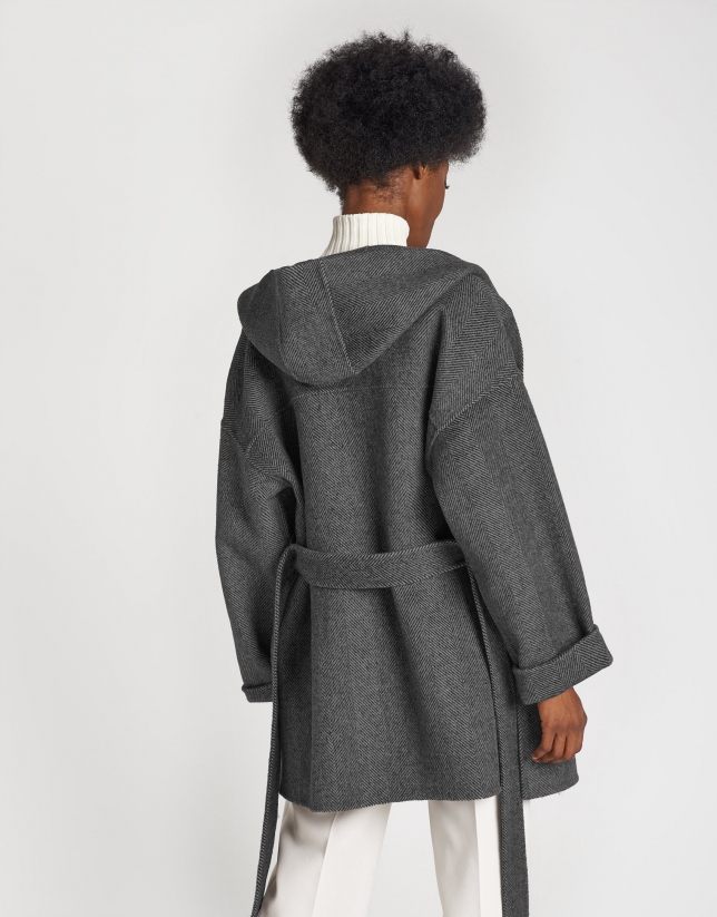 Grey wool short coat