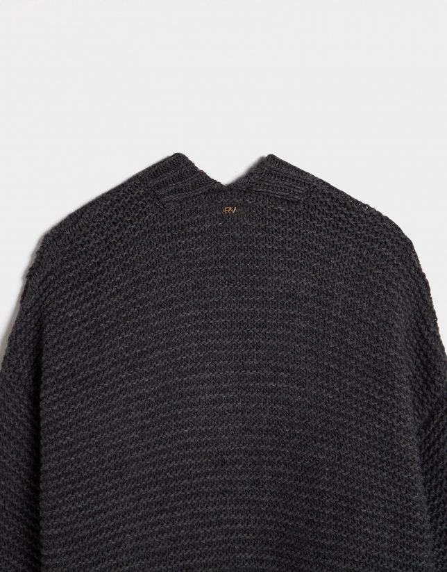 Grey knit long jacket