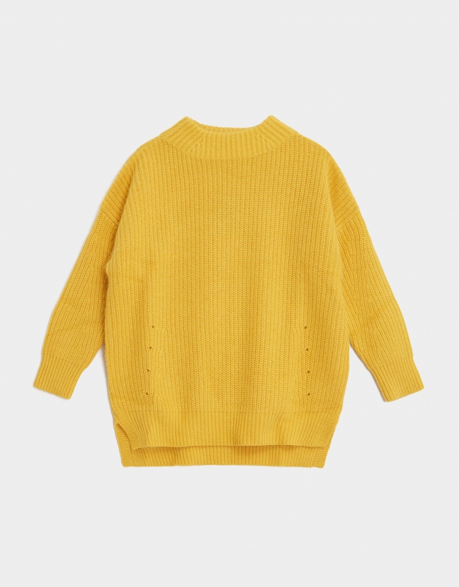 Yellow oversize thick knit sweater