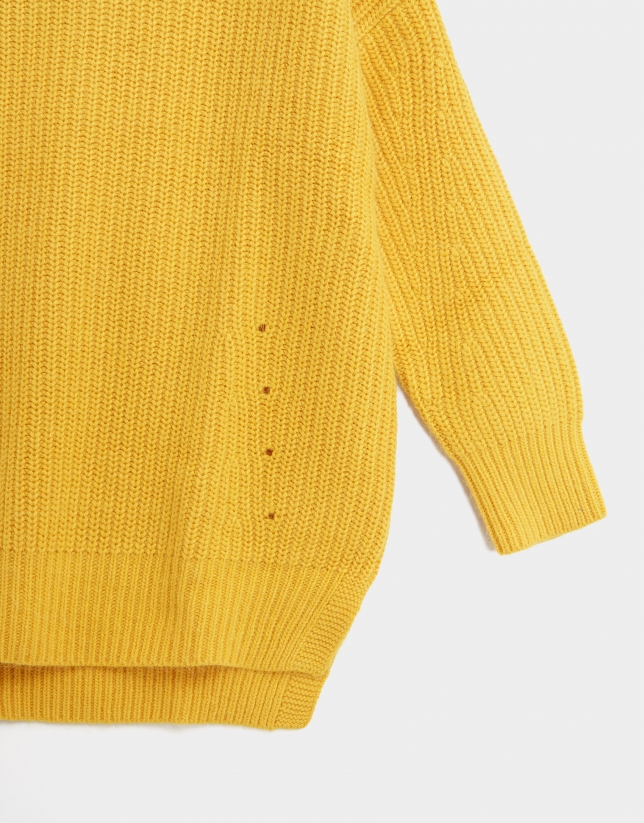 Yellow oversize thick knit sweater