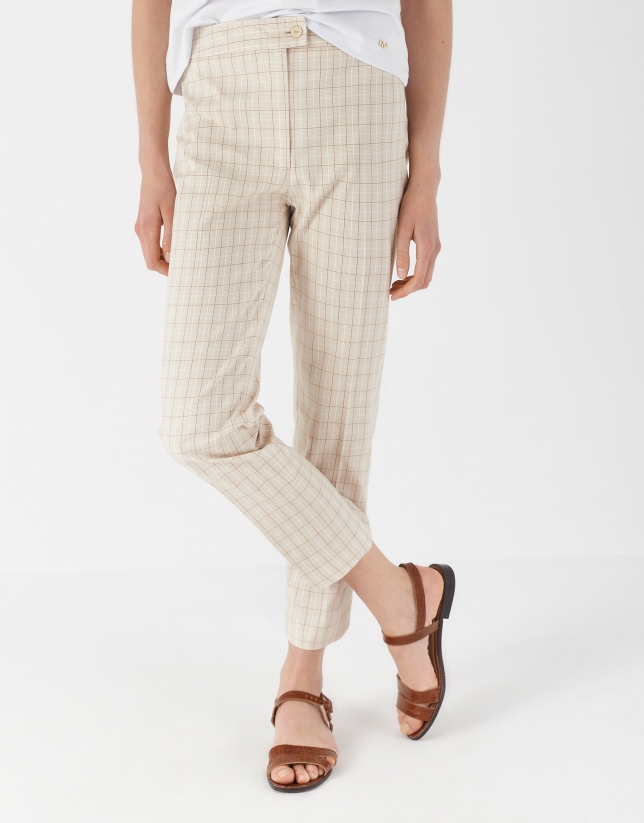 Sandy-colored glen plaid straight  | Roberto Verino