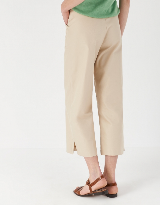 Sand-colored pants with patch pockets