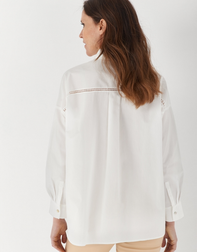 White oversize shirt with lace