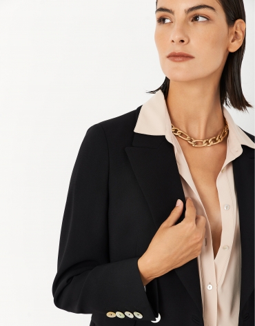 Back crepe double-breasted blazer