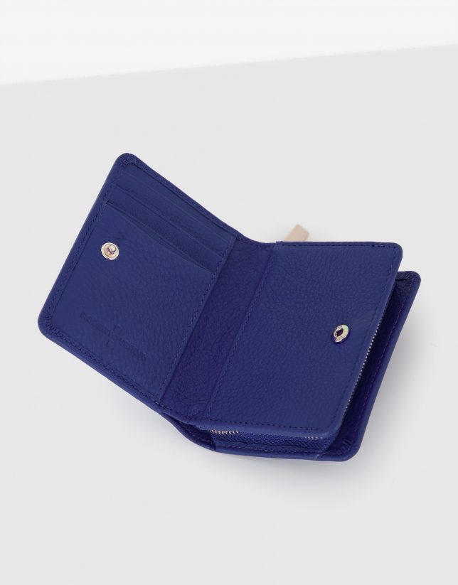 Blue small leather bilfold
