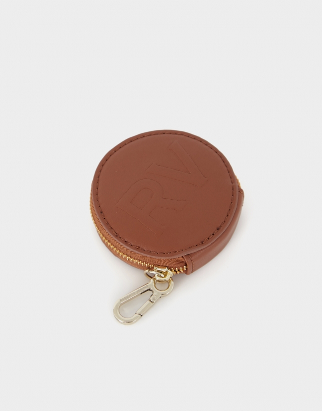 Brown leather round case