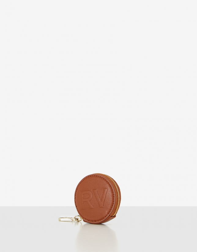 Brown leather round case