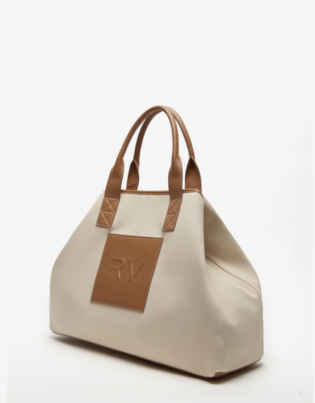 Ivory fabric maxi Inés shopping bag