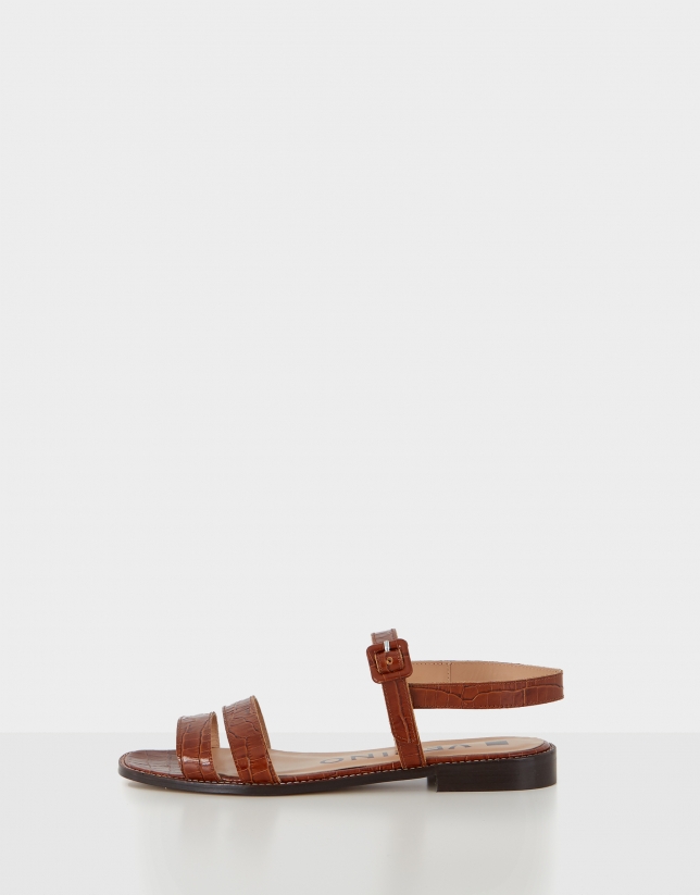 Light brown leather flat sandals
