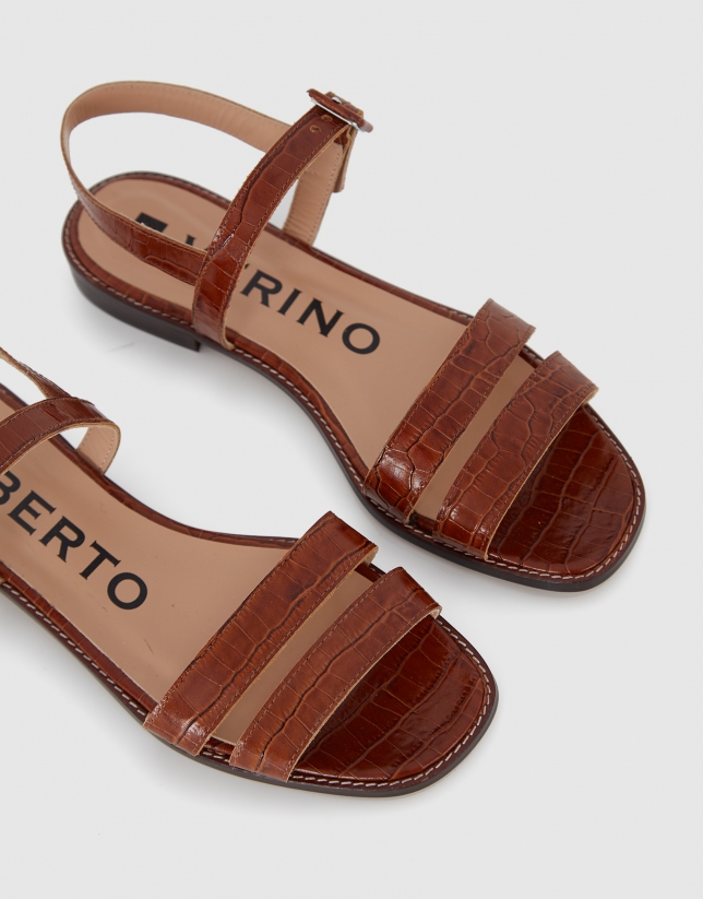 Light brown leather flat sandals