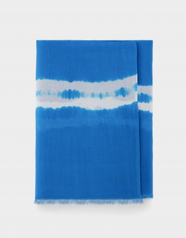 Blue scarf with white stripes