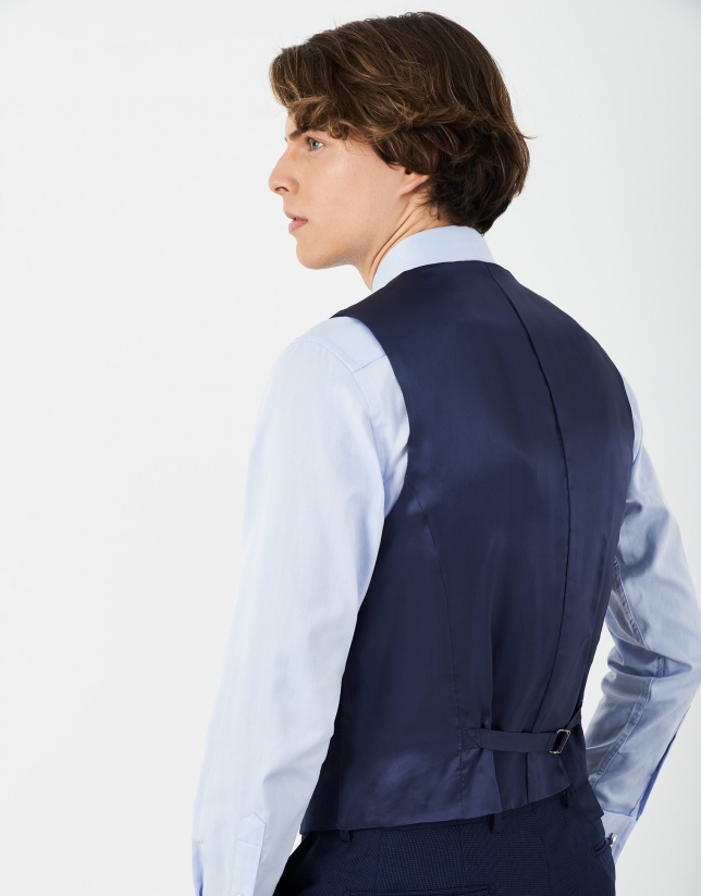 Blue micro-design suit vest