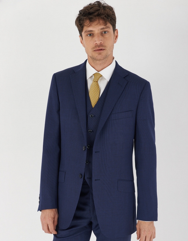Blue micro-design suit vest